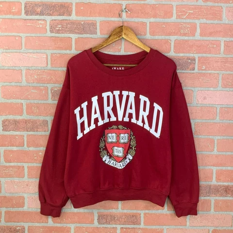 Awake Women's Harvard University Spellout Boxy Pullover Sweatshirt Size XL EUC Cover