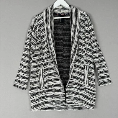 Chaqueta Dolan Mujer Pequeña Negra Tejida Tweed Cárdigan Abierto Acogedora Capas Cómoda Foto 1 de 4