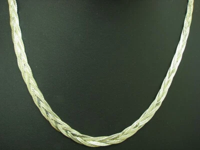 925 Argento Sterling Collier/Collana/Intrecciato/Dreistrahlig / 45,5 CM - Immagine 1 di 3