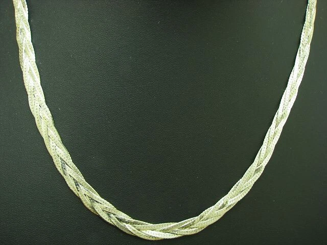 925 Argento Sterling Collier/Collana/Intrecciato/Dreistrahlig / 45,5 CM - Immagine 1 di 3