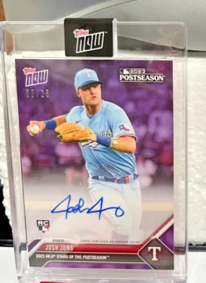 Josh Jung Rangers #PSJJ-A Purple #5/25 Auto 2023 Topps Now + Rare Trading Card - Image 1 of 4