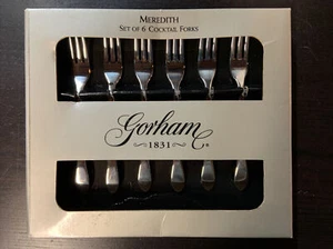 Set of Six (6) Gorham Meredith Stainless Flatware 5 3/8" Seafood Cocktail Forks - Bild 1 von 2