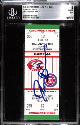 Deion Sanders Signed Cincinnati Reds 7/14/94 Slab Ticket Grade 8 Beckett 38806 - Image 1 of 2