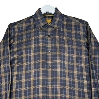 Camisa Robert Talbott Abotonada Marrón Gris Oscuro A Cuadros - Para Hombre Mediana (Se Ajusta a Grande) Foto 1 de 4