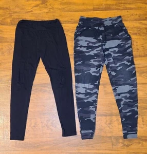 Lot Of 2 Suzette Girls Size M 8-10 Leggings Black, Jogging Pants Black & Gray  - Picture 1 of 18