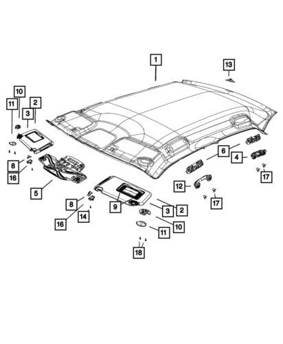 Genuine Mopar 2014-2022 Dodge Charger Illuminated Sun Visor Left 5PJ81DX9AC - Image 1 of 1