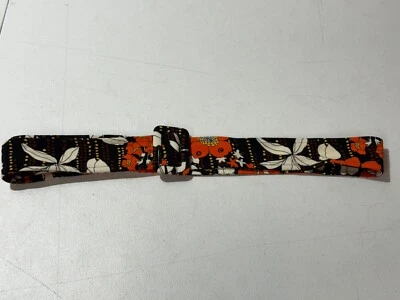 VINTAGE BROWN ORANGE FABRIC BELT FLORAL PRINT SIZE 46 - image 1 of 4