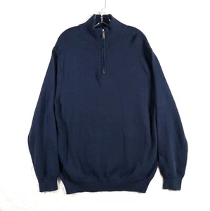 Suéter J Crew Para Hombres XL Azul Mezcla de Cachemira Tejido 1/4 Cremallera Cuello Simulado Largo Preppy - Imagen 1 de 8