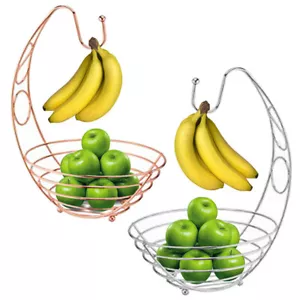 Large STAINLESS STEEL FRUIT BASKET SILVER CHROME PLATED FRUIT & VEG BASKET BOWL - Picture 1 of 9