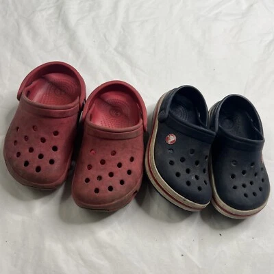 Lote De 2 Zuecos Sandalias Clásicos para Niños Crocs Juveniles Zapatos Rojo Azul Talla 6/7 A020923 Foto 1 de 4