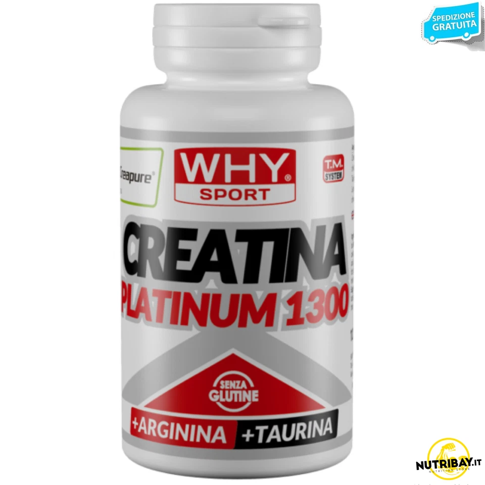 Why Sport Creatina Platinum 1300 120 Compresse Creapure con Arginina e Taurina