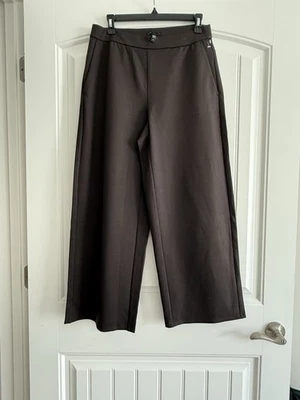 NUEVO PANTALÓN EILEEN FISHER CINTURA ELÁSTICA PONTE PIERNA ANCHA BOLSILLOS TIRAR TALLA S/P Foto 1 de 4