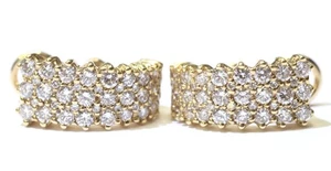 14k Yellow Gold Natural Hoop cluster 2.54ct SI1 diamond earrings 8.9g omega back - Picture 1 of 4