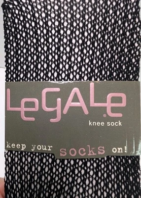 1 Пара новый винтажный LeGale черный рыболовная сеть колена носки размер 9-11 нейлона спандекс Y2K - Изображение 1 из 4