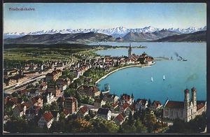 Ansichtskarte Friedrichshafen, Teilansicht mit Bodensee u. Alpenpanorama 1927  - Bild 1 von 2