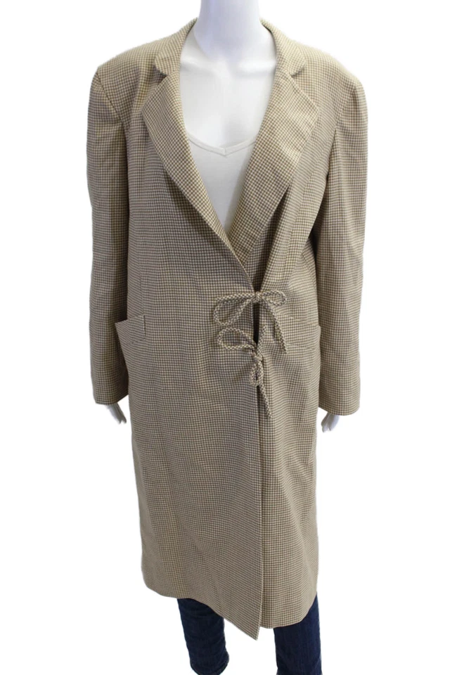 Abrigo mujer Valentino Boutique beige cuadros poliéster manga larga talla M Foto 1 de 4