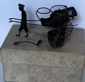 Vtg Metal Rickshaw Sculpture W/Removeable Bucket Ladle Box Says J.L. Hudson - Picture 1 of 13