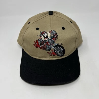 De colección Años 90 Looney Tunes Diablo Tazmaniano En Motocicleta Snapback Sombrero Bordado Foto 1 de 4