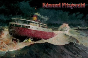 Ship Postcard Edmund Fitzgerald Painting "Every Man Knew" - Gordon Lightfoot - Picture 1 of 2