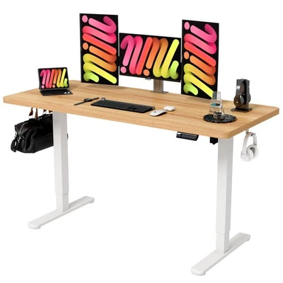 55 Inch Large Electric Standing Desk, Height Adjustable Sit Stand Up, Work Ho... - Image 1 of 4