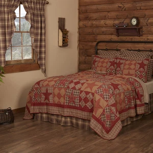Rustic Twin Quilt Tan Patchwork Dawson Star Cotton Bedroom Decor VHC Brands - Picture 1 of 6