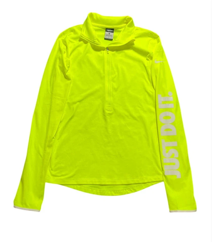 Camisa Top Nike Pro Dri Fit Mujer Correr Media Cremallera Talla Mediana Amarillo Neón Foto 1 de 4