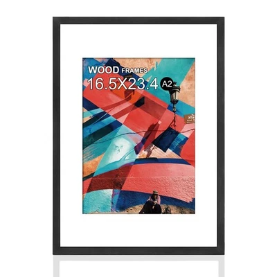 Moldura para pôster A2, 16,5x23,4 molduras de madeira natural preta com esmalte... - Imagem 1 de 4