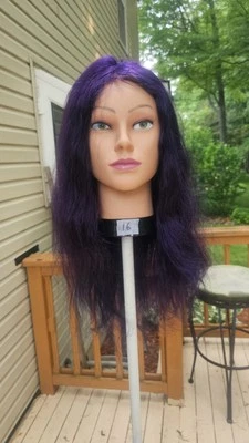 High-Quality Regular Top 24" Purple Wavy 150% Virgin Human Hair  Lace Wig  - Image 1 of 4
