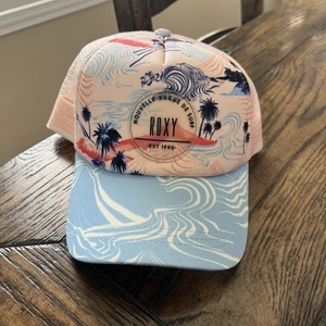Roxy Water Come Down Trucker Cap Hat Women’s Peach Blue Beach Outdoor Active - Picture 1 of 5
