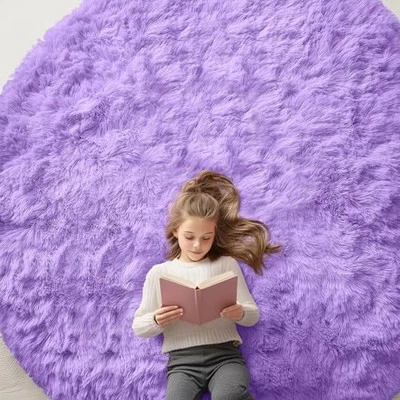  Round Rugs for Bedroom - Machine Washable, 8x8 Feet Circle 8ft Round Purple - Image 1 of 4