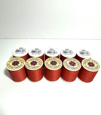 Americana Quilting Thread Holiday Red 150 Yards 100% Glacéd Cotton 10 Spools Lot - Image 1 of 4