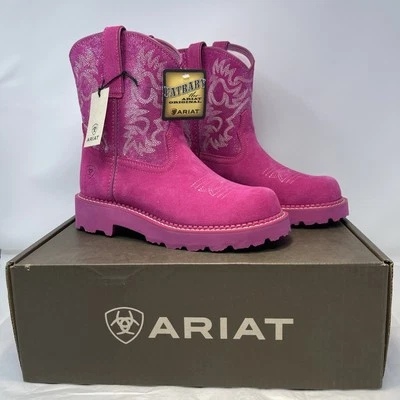 Ariat Women 7 B Hottest Pink Metallic Western Fatbaby Boots Cowgirl New W/ Box - Image 1 of 4