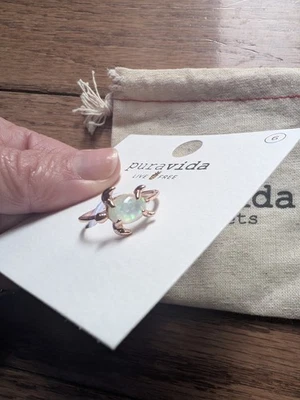 Pura Vida Ring Rose Gold Turtle With Opal "Shell" Size 6 NWT - Image 1 of 3