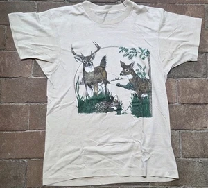 Camiseta Deer Buck Doe 1988 50/50 puntada única mediana pizarra correr galerías - Imagen 1 de 7