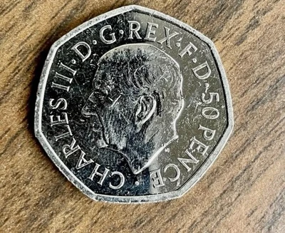 EXTREMELY RARE, King Charles III 50p 2022 King Charles III 50 pence coin - Image 1 of 2