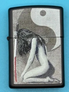 2022 Sexy Samurai Girl Yin Yang Black Matte Zippo Lighter NEW - Picture 1 of 5