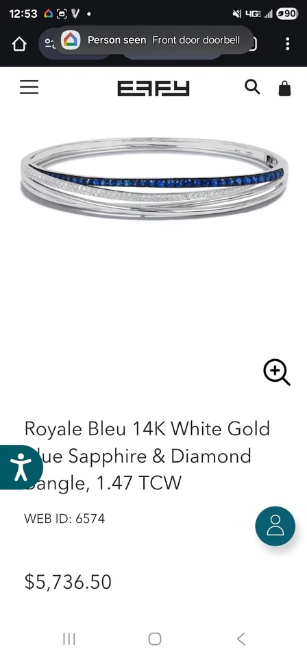 Brazalete Effy Royale Azul Oro Blanco 14K Zafiro Azul y Diamante, 1.47 TCW Foto 1 de 4