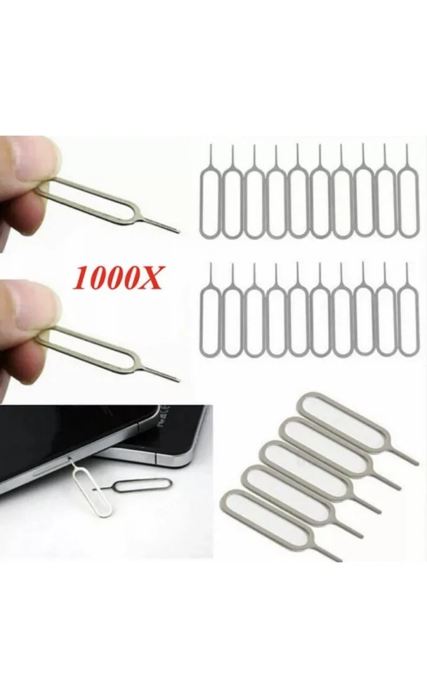 1000x Sim Card Tray Eject Removal Pin Tool - iPhone iPad Samsung Galaxy & Others - Image 1 of 1