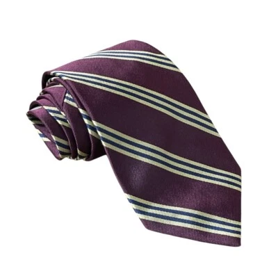 NUEVA Corbata Brooks Brothers 346 Moderna Seda Cuello EE. UU. Rayas Granate Azul Marino Dorado Hombres Foto 1 de 4