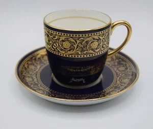 CAULDON ENGLAND KOBALTBLAU SCHWER GOLD MOKKA SCHOKOLADE TASSE UND UNTERTASSE ANTIK - Bild 1 von 9