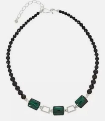 Collar artesanal reversible de malaquita y calcedonia de plata esterlina de 18" Jay King Foto 1 de 4