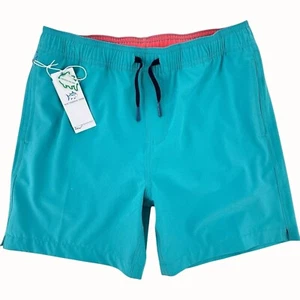 Southern Tide Boys XL-16 Quick Dry Tidal Wave Solid Turquoise Swim Trunks NEW - Picture 1 of 10