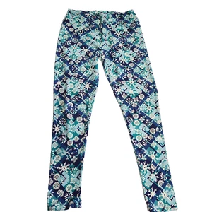 LuLaRoe Leggings Tall Curvy Teal Navy Snowflakes 28/28 Comfort - Picture 1 of 4