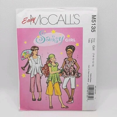 McCall's 5135 Child's Tunic Top And Capris Shorts Sewing Pattern Size 7-14 Uncut - Image 1 of 4