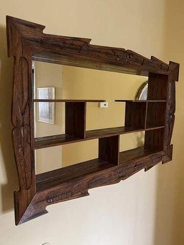 1950’s MCM Primitive Wood Shelf Mirror Cover