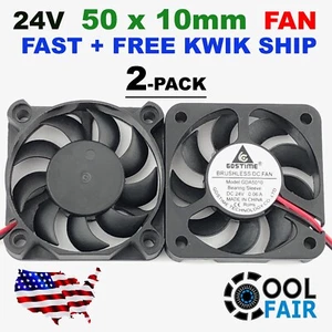 24V 50mm Cooling Computer Fan 5010 50x50x10mm DC 3D Printer 2-Pin 2-Pack - Picture 1 of 5