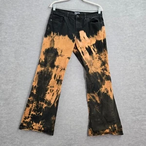 Polo Jeans Ralph Lauren Women Jeans 10x30 Black Tie Dye Flared Mid Rise Cotton - Picture 1 of 12