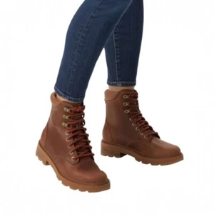 NEW SOREL LENNOX STKD COMBAT BROWN HIKER MOTO WATERPROOF BOOTS RETAIL $220 6 - Picture 1 of 7