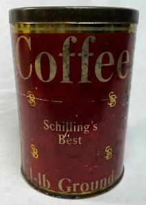 Schilling's Best 1 lb. Vintage Coffee Tin, With Schilling Coffee Scoop - Picture 1 of 13