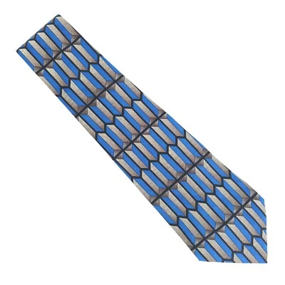 Corbata Adolfo Hombre Color Geométrico Azul Gris Negro Talla 56x4 - Nueva Sin Etiquetas - EE. UU. Foto 1 de 4